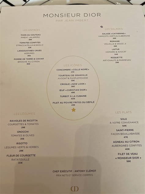 dior paris outlet|dior restaurant paris menu.